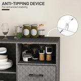 HOMCOM Sideboard with Adjustable Shelf, Freestanding Sideboard Storage Cabinet with Open Compartment and 2 Drawers, Grey