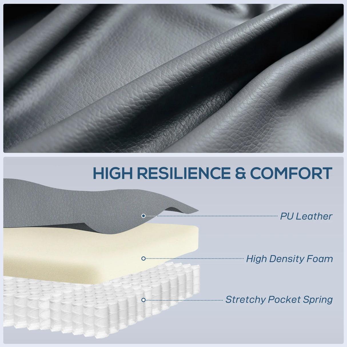 HOMCOM Massage Recliner Armchair, PU Leather Recliner Chair, Grey