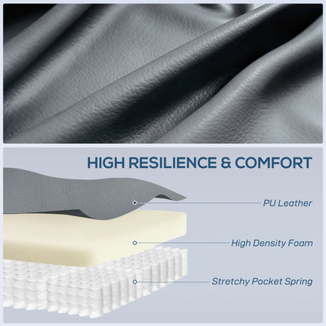 HOMCOM Massage Recliner Armchair, PU Leather Recliner Chair, Grey