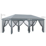 Outsunny 3 x 6m Pop Up Gazebo, Outdoor Canopy Shelter, Marquee Party Wedding Tent with 6 Mesh Walls and Carry Bag, Grey