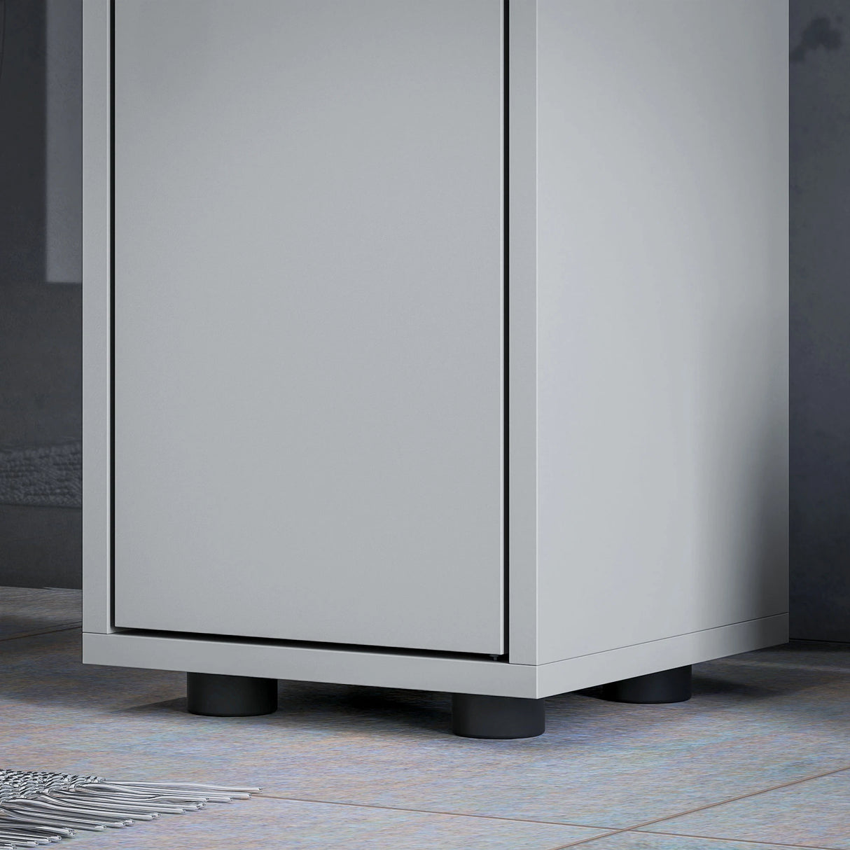 kleankin 180cm Slim Bathroom Cabinet, with Drawer, Shelves and Cupboards - Grey