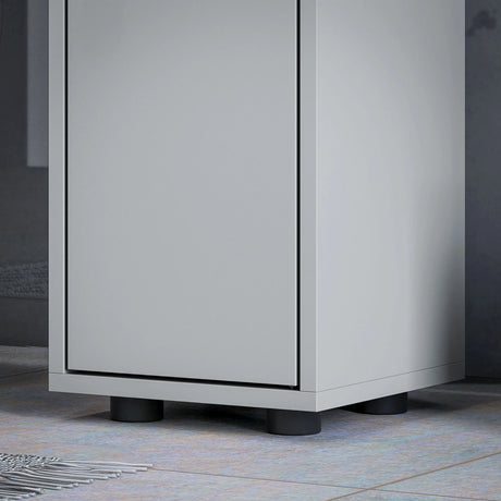 kleankin 180cm Slim Bathroom Cabinet, with Drawer, Shelves and Cupboards - Grey