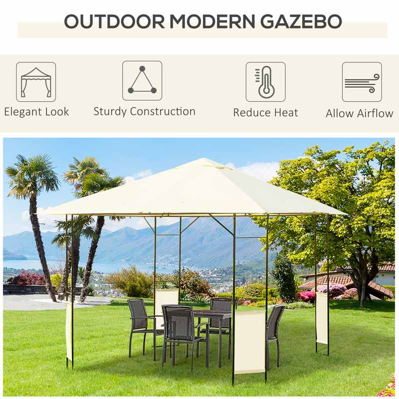 Outsunny 3 x 3 Meters Patio Garden Metal Gazebo Marquee Steel Frame with Canopy Awning Tent Water Resistant Cream