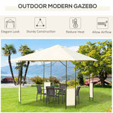 Outsunny 3 x 3 Meters Patio Garden Metal Gazebo Marquee Steel Frame with Canopy Awning Tent Water Resistant Cream