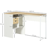 HOMCOM L Shaped Desk, 120cm Computer Desk, Corner Desk with 2 Drawers and 3 Storage Compartments for Home Office, Study Workstation, Oak
