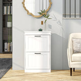 HOMCOM Two-Drawer Minimalistic Shoe Storage Cabinet, for 10 Shoes, White