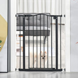 PawHut Pressure Fit Dog Stair Gate No Drilling Safety Gate Auto Close for Doorways, Hallways, 74-80cm Adjustable, 94cm Tall, Black