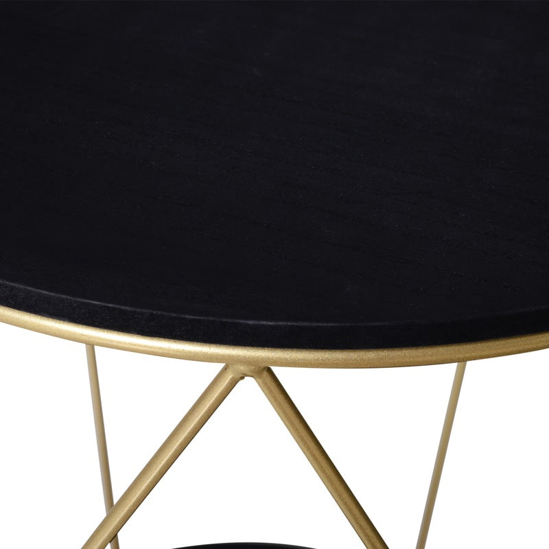 HOMCOM Round Coffee Table with Storage, Modern Sofa Side Table with Metal Frame, End Table for Bedroom, Living Room, Black and Gold, 45 x 45 x 48 cm