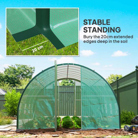 Outsunny 4 x 3(m) Polytunnel Greenhouse, with Windows and Doors - Green