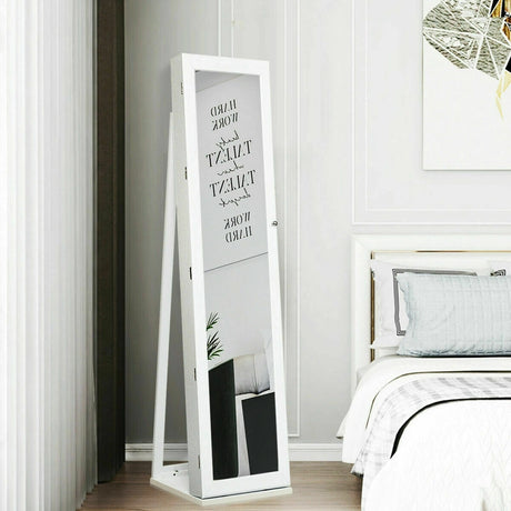 Free Standing Jewelry Armoire with Full Length Mirror for Bedroom
