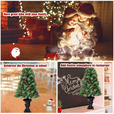 4 Feet Christmas Entrance Tree with Pine Cones