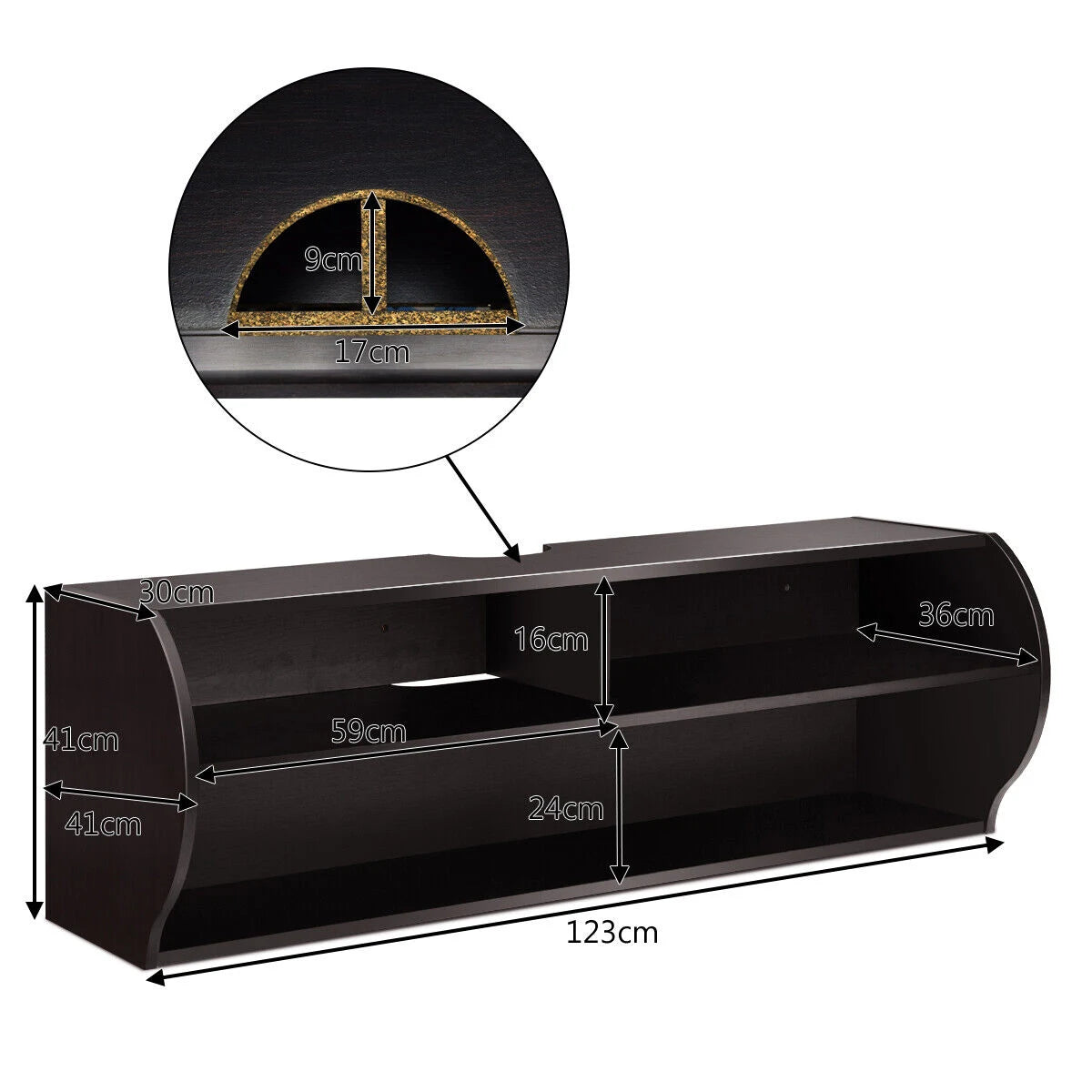 48.5 Inch 2 Tier Modern Wall Mounted Hanging Floating Shelf-Brown