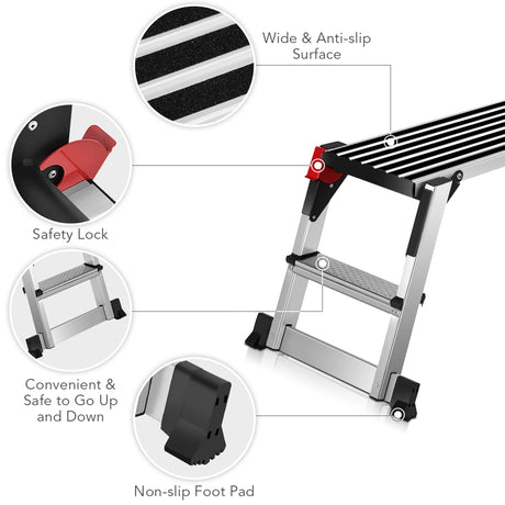 330 lbs Aluminum Folding Non-slip Drywall Step Stool Ladder
