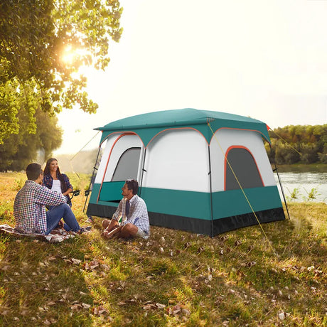 6/8/10-Person Camping Tent with Porch and Rainfly-S