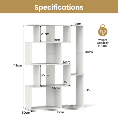 6-Cube Open-back Geometric Bookshelf with Anti-tip Kits-White