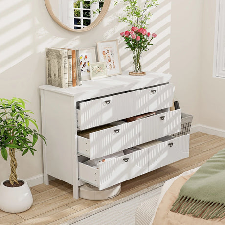 Modern Style Chest of 6-Drawers Home Storage Buffet Cabinet Sideboard-White