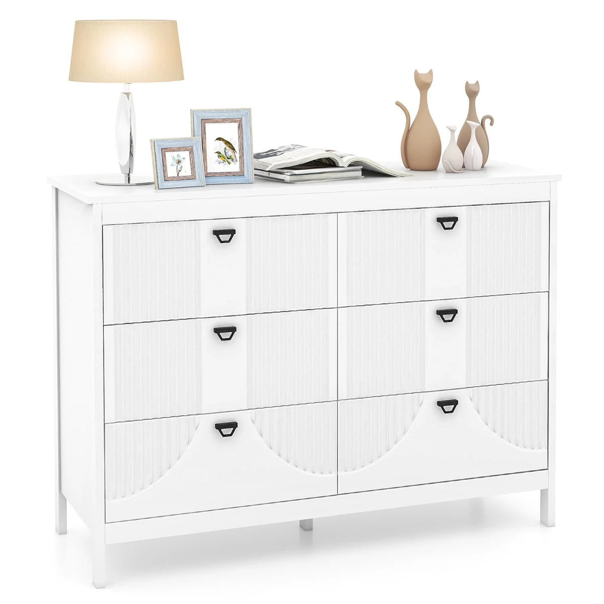 Modern Style Chest of 6-Drawers Home Storage Buffet Cabinet Sideboard-White