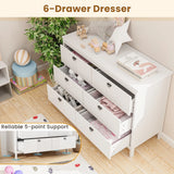 Modern Style Chest of 6-Drawers Home Storage Buffet Cabinet Sideboard-White