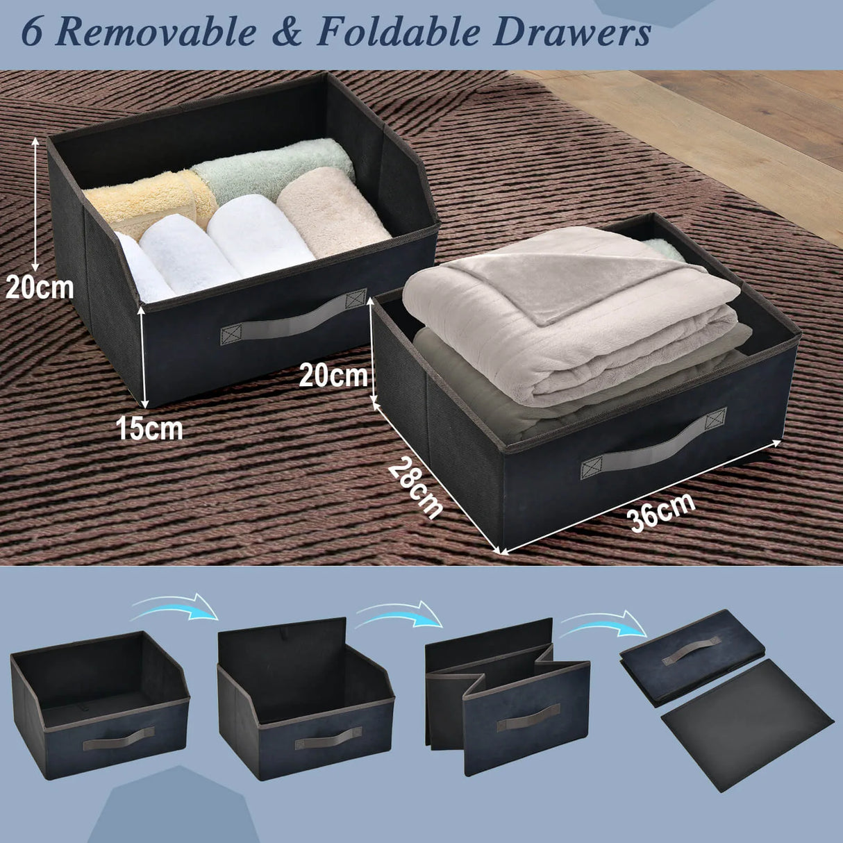 6-Drawer Dresser with Metal Frame and Anti-toppling Devices-Rustic Brown
