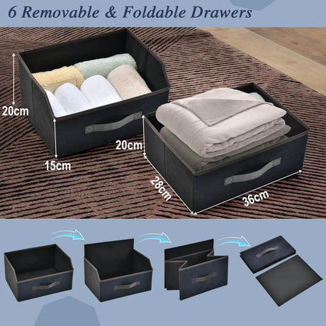 6-Drawer Dresser with Metal Frame and Anti-toppling Devices-Rustic Brown