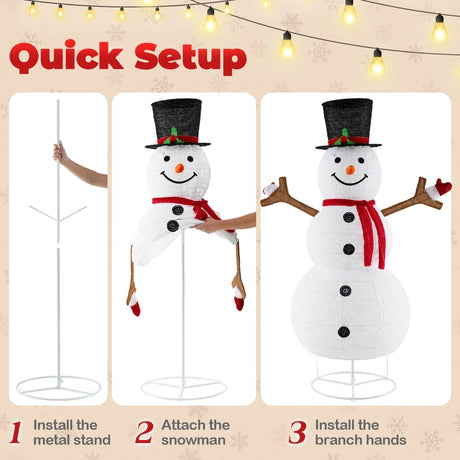 1.8 m Pop-up Christmas Snowman with 200 Cold White LED Lights and Zip Ties