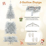 Slim Hinged Pencil Christmas Tree with Tinsel Leaves