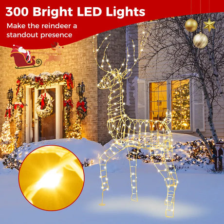 186 cm Pre-Lit Christmas Reindeer with 300 Warm White LED Lights