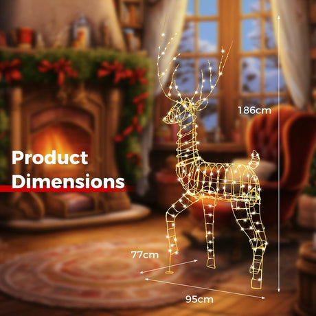 186 cm Pre-Lit Christmas Reindeer with 300 Warm White LED Lights