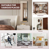 Wall Mounted Full Screen Mirror Jewelry Cabinet Armoire wirth 6 LEDs-Brown
