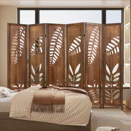 4/6 Panel 170cm Folding Room Divider with Double Action Metal Hinges-6-Panel