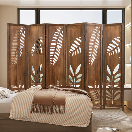 4/6 Panel 170cm Folding Room Divider with Double Action Metal Hinges-6-Panel