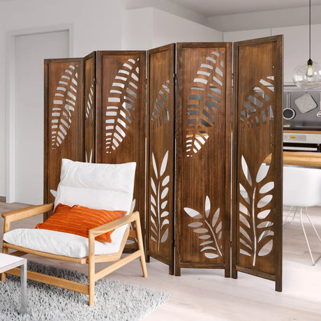 4/6 Panel 170cm Folding Room Divider with Double Action Metal Hinges-6-Panel