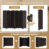 6-Panel Room Divider Folding Privacy Screen with Hand-woven Texture-Brown