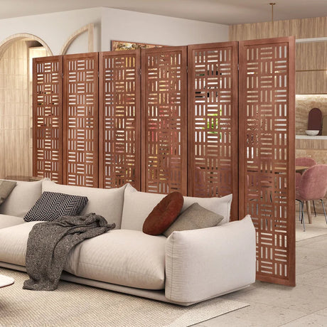 4/6 Panel Room Divider with Double Action Metal Hinges-6-Panel