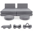 6 Pieces Modular Kids Play Couch for Nursery Playroom-Grey