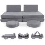 6 Pieces Modular Kids Play Couch for Nursery Playroom-Grey