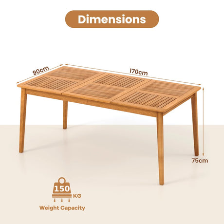 6-Person Outdoor Acacia Wood Rectangular Bistro Dining Table