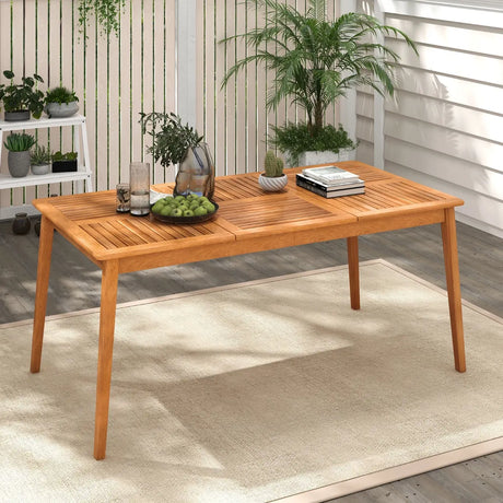 6-Person Outdoor Acacia Wood Rectangular Bistro Dining Table