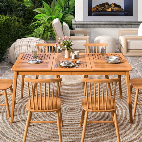 6-Person Outdoor Acacia Wood Rectangular Bistro Dining Table