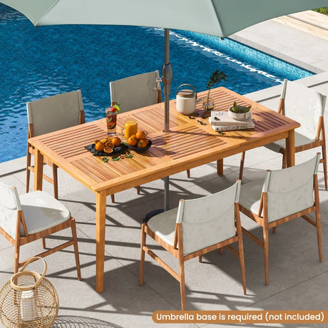 6-Person Outdoor Acacia Wood Rectangular Bistro Dining Table