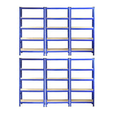 Monster Racking T-Rax Heavy Duty Shelving Units, Blue, 75cm W, 30cm D, Set of 6