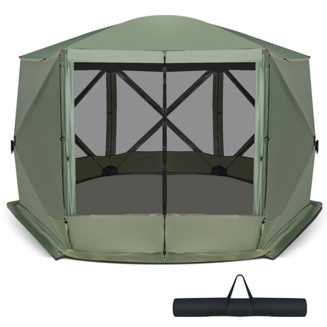 11.5 X 11.5 FT Pop-up Screen House Tent with Portable Carrying Bag-Green