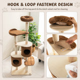 6-Tier Wooden Cat Tree with 2 Removeable Condos Platforms and Perch-Brown