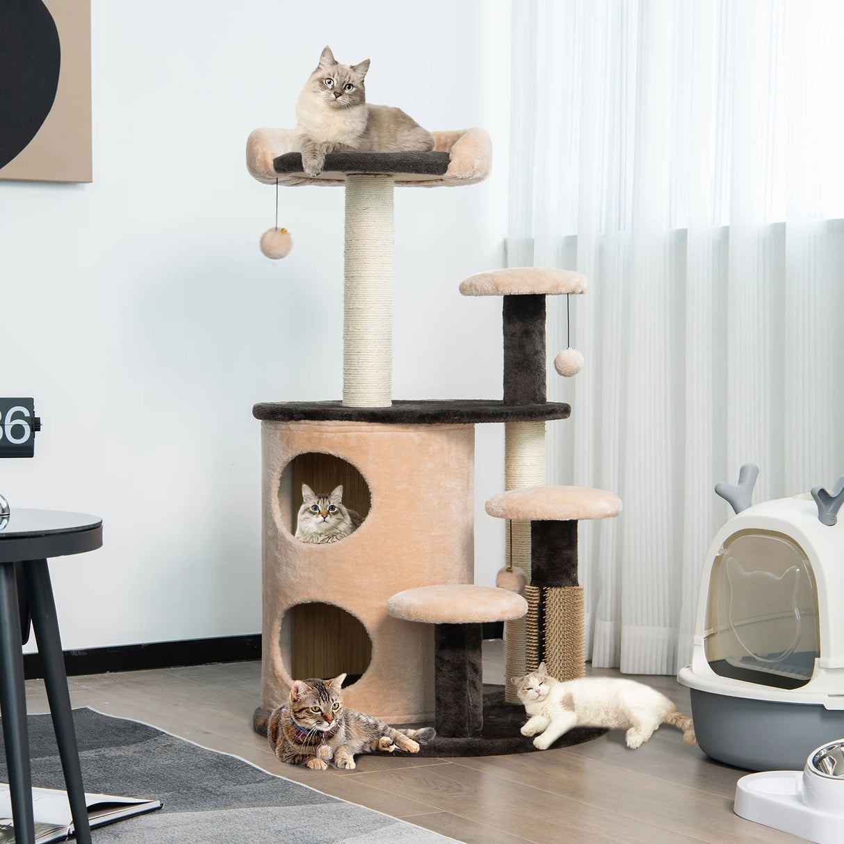 6-Tier Cat Tree Tower with Scratching Posts for Pet