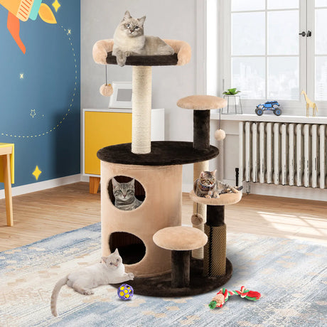 6-Tier Cat Tree Tower with Scratching Posts for Pet