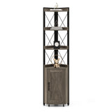 Tall Corner Storage Cabinet with 3-Tier Shelf and Enclosed Cabinet-Gray