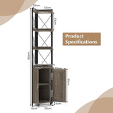 Tall Corner Storage Cabinet with 3-Tier Shelf and Enclosed Cabinet-Gray