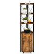 Tall Corner Storage Cabinet with 3-Tier Shelf and Enclosed Cabinet-Rustic Brown