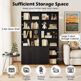 6-tier Modern Style Bookcase with Adjustable Shelves-Black