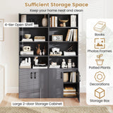 6-tier Modern Style Bookcase with Adjustable Shelves-Grey